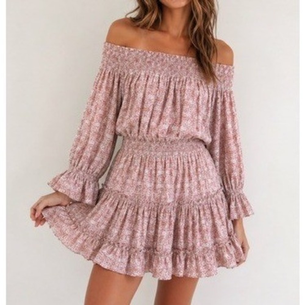 NWT MISA LOS ANGELES Darla Dress Women's Medium Pink Smocked‎ Boho Summer
